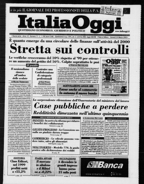 Italia oggi : quotidiano di economia finanza e politica